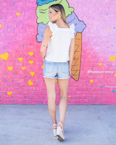 Touch Of Summer Button Up Top - White