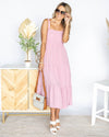 Sabrina Smocked Tiered Ruffle Midi Dress - Pink Lavender