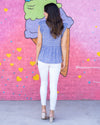 To New Heights Ruffle Sleeve Top - Dusty Blue