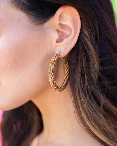 Penny Beaded Hoops - Copper