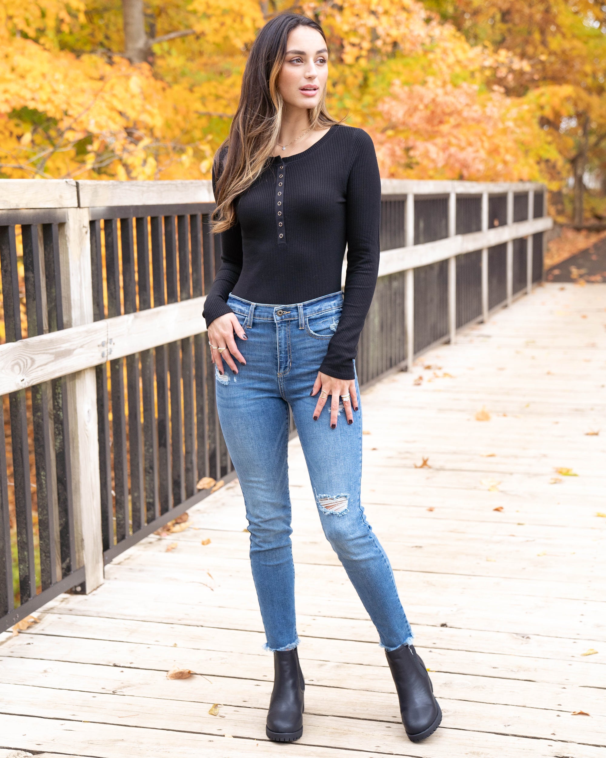 High waisted jeans with bodysuit hotsell