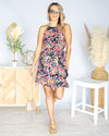 Lea Front Tie Crossover Hem Halter Dress - Black