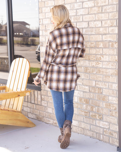 Mountain Getaway Plaid Top - Taupe