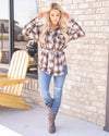 Mountain Getaway Plaid Top - Taupe