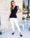 Never Too Late Peplum Top - Black