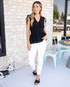 Never Too Late Peplum Top - Black