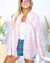 Hallie Plaid Button Down Top - Coral Multi