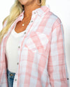 Hallie Plaid Button Down Top - Coral Multi