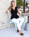 Never Too Late Peplum Top - Black