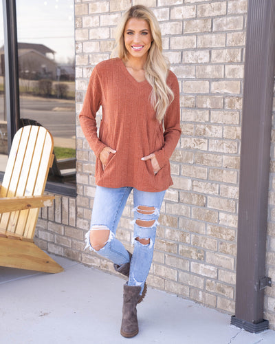 Comfortably Cute Top - Rust