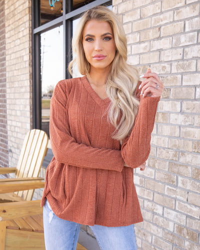 Comfortably Cute Top - Rust