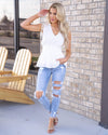 Never Too Late Peplum Top - White