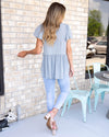 Up For Fun Babydoll Top - Dusty Blue