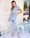 Up For Fun Babydoll Top - Dusty Blue