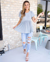 Up For Fun Babydoll Top - Dusty Blue