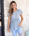 Up For Fun Babydoll Top - Dusty Blue