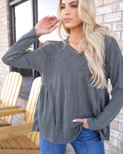 Comfortably Cute Top - Dusty Blue