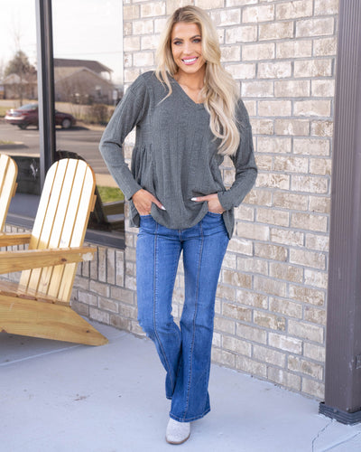 Comfortably Cute Top - Dusty Blue