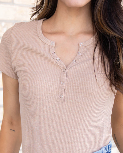 Coffee Date Front Snap Top - Chai