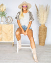 Remi Striped Camo Sleeve Top - Off White