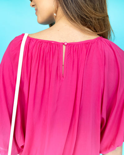 Sansa Peasant Sleeve Blouse - Fuchsia