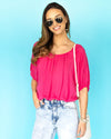 Sansa Peasant Sleeve Blouse - Fuchsia