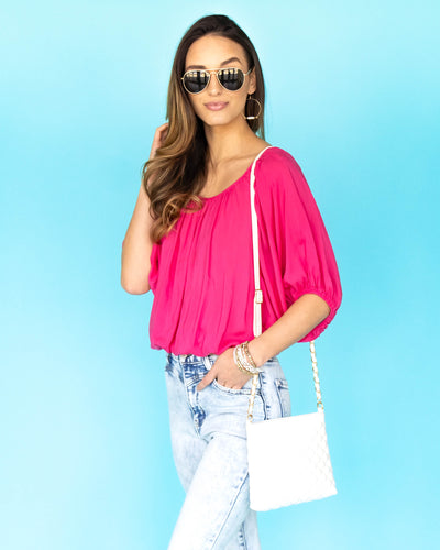 Sansa Peasant Sleeve Blouse - Fuchsia