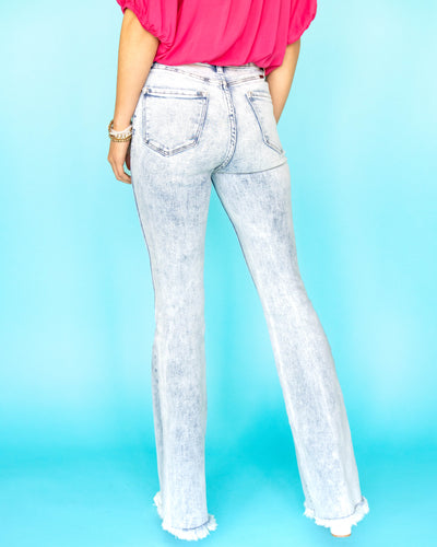 Vanessa High Rise Front Seam Flares - Light Acid Wash