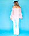 Alexia Off Shoulder Pom Pom Top - Carnation Pink