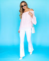 Alexia Off Shoulder Pom Pom Top - Carnation Pink