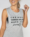 The Best Things In Life Make You Sweaty Graphic Tank - Heather Grey