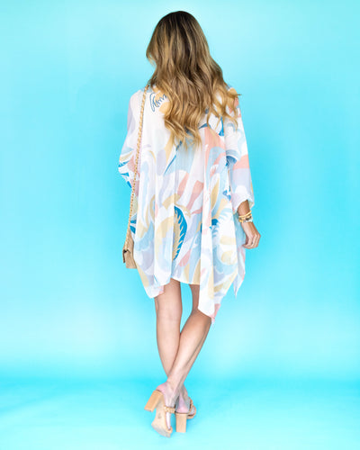 Erica Multi Print Kimono - Blue Multi