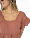 Angelina Ruffle Gauze Top - Rust