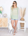 Kristen Striped Lightweight Knit Sweater - Spring Green