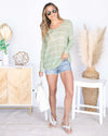 Kristen Striped Lightweight Knit Sweater - Spring Green