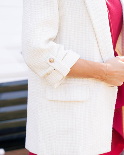 Midnight Chic Textured Blazer - Cream