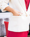 Midnight Chic Textured Blazer - Cream
