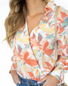 Simone Collared Crossover Bodysuit - Salmon Multi