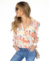 Simone Collared Crossover Bodysuit - Salmon Multi