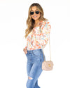 Simone Collared Crossover Bodysuit - Salmon Multi