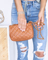 Zoe Quilted Turnlock Crossbody - Cognac