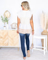 Chandler Color Block Ruffle Sleeve Top - Cream Multi