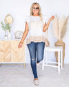 Chandler Color Block Ruffle Sleeve Top - Cream Multi