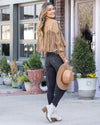 Dolly Faux Leather Fringe Jacket - Tan