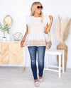 Chandler Color Block Ruffle Sleeve Top - Cream Multi