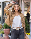 Dolly Faux Leather Fringe Jacket - Tan