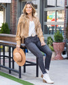 Dolly Faux Leather Fringe Jacket - Tan
