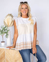Chandler Color Block Ruffle Sleeve Top - Cream Multi