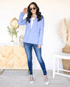 Hallie Open Front Pocketed Blazer - Pastel Baby Blue