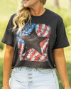 Wild And Free Star Cropped Tee - Black